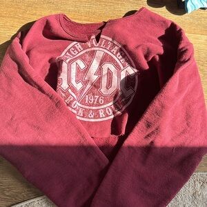 Medium cropped AC/DC maroon long sleeve